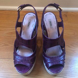 Miu Miu Purple Crocodile Leather Espadrille Wedges